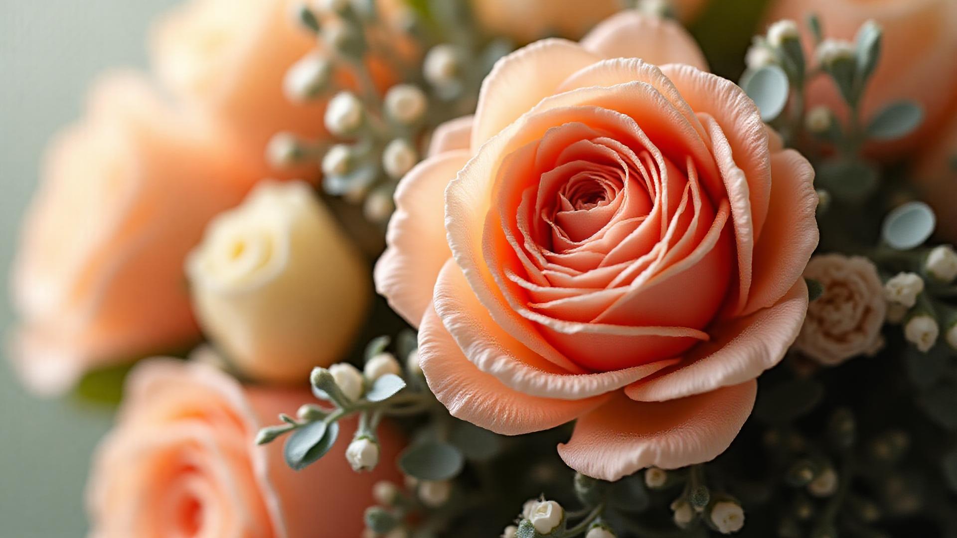 美しく束ねられた豪華な花束のクローズアップ