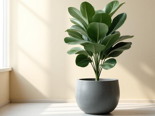 スタイリッシュな鉢に入ったフィカス・ウンベラータ