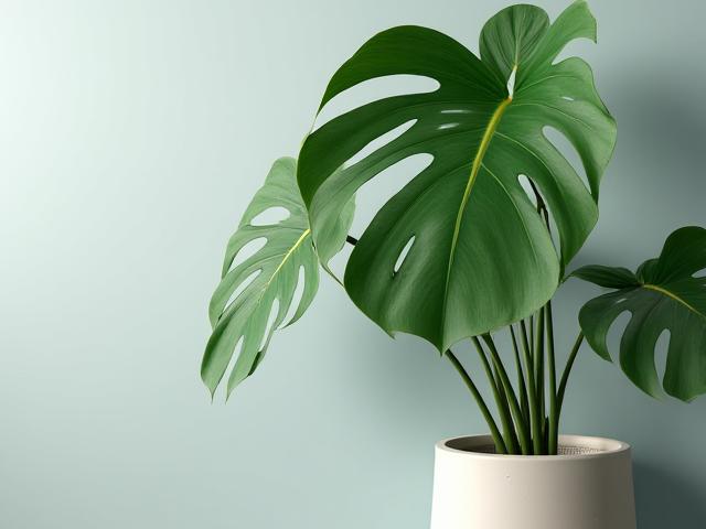 モダンなセラミック鉢に入ったモンステラ・デリシオサ