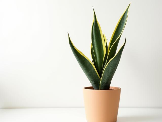 ミニマルなデザインの鉢に入ったサンスベリア・トリファスキアータ