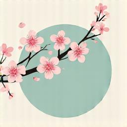 満開の桜の花が描かれた、春を象徴する円形のイラスト